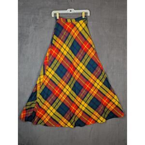 Vintage 1950s Whistle Stop Plaid Tartan Maxi Skirt Size 00/0 Tagged Junior 7